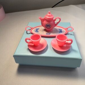 Vintage Barbie Pink Tea Set with Decorative Tray